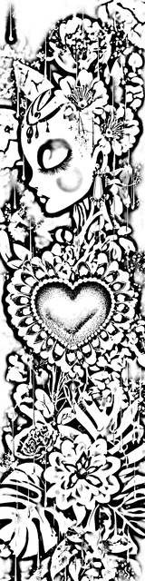 Free colorable bookmarks of a woman with hearts and plants